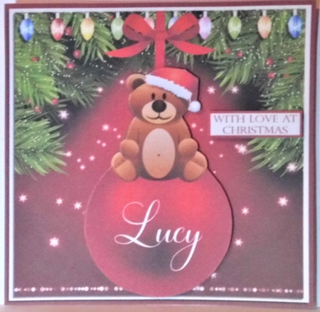 LUCY - CHRISTMAS BAUBLE QUICK CARD by Hazel Underwood