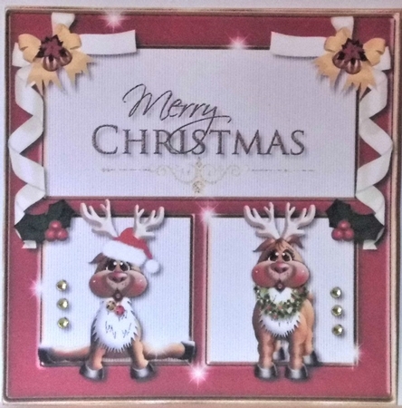 Silly Reindeer Christmas Card Topper  by Hazel Underwood