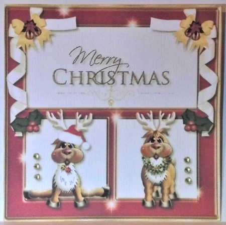 Silly Reindeer Christmas Card Topper 2 by Hazel Underwood