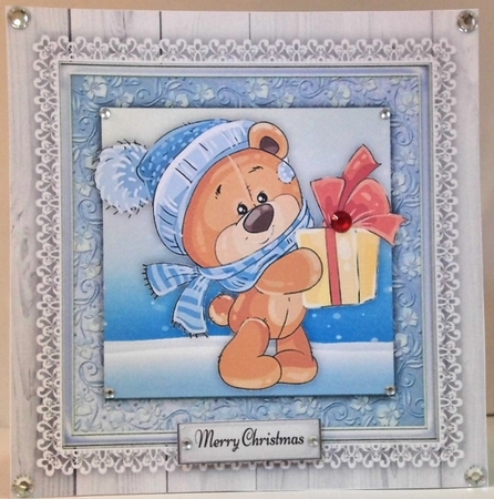 Gorgeous Bear with Present 8x8 by Hazel Underwood