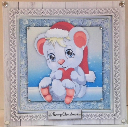 Gorgeous Grey Bear With Santa Hat 8x8 by Hazel Underwood