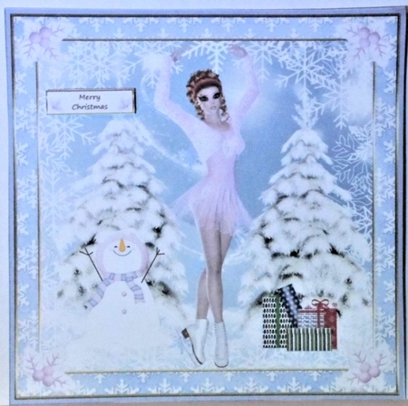 Skating on Ice Christmas Decoupage Topper 1 by Hazel Underwood
