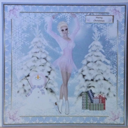 Skating on Ice Christmas Decoupage Topper 2 by Hazel Underwood
