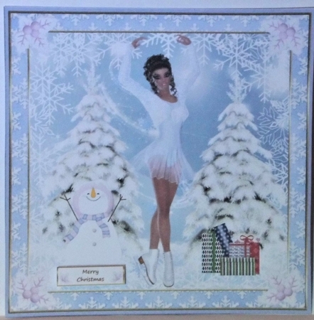 Skating on Ice Christmas Decoupage Topper 3 by Hazel Underwood
