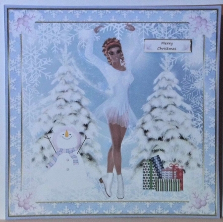 Skating on Ice Christmas Decoupage Topper 4 by Hazel Underwood