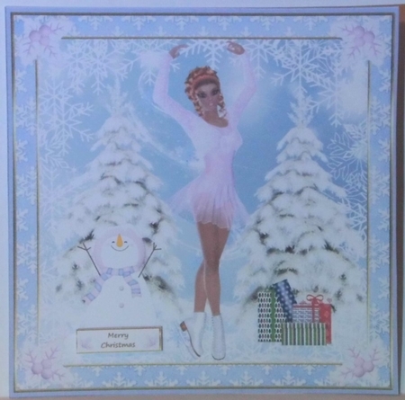 Skating on Ice Christmas Decoupage Topper 5 by Hazel Underwood