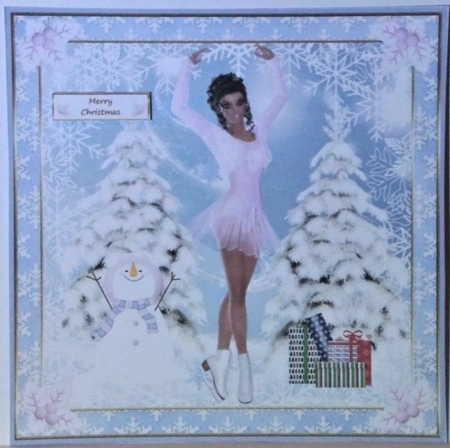 Skating on Ice Christmas Decoupage Topper 6 by Hazel Underwood