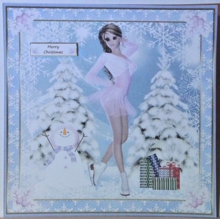 Skating on Ice Christmas Decoupage Topper 7 by Hazel Underwood