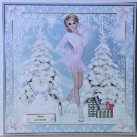 Skating on Ice Christmas Decoupage Topper 9 by Hazel Underwood