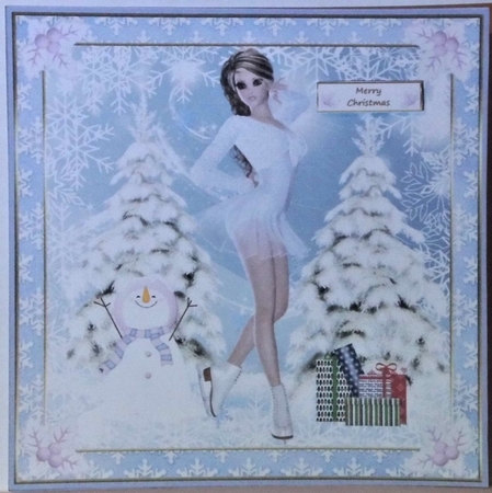 Skating on Ice Christmas Decoupage Topper 10 by Hazel Underwood