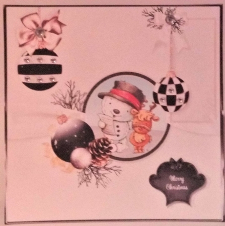 8x8 Christmas Carollers topper With Baubles by Hazel Underwood