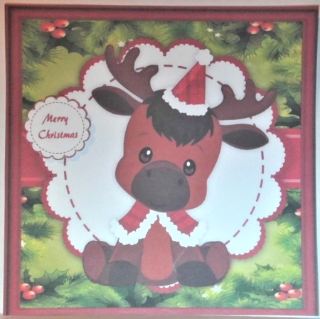 Gorgeous Christmas Reindeer With Tartan Hat 8x8 by Hazel Underwood