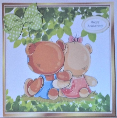 Cute pair of teddy bears having a cuddle 8x8 by Hazel Underwood