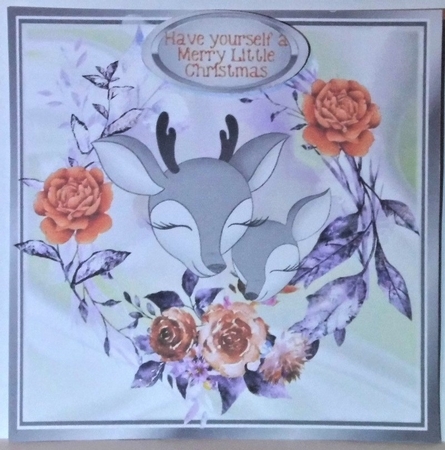 pretty deers with peach roses 8x8 by Hazel Underwood