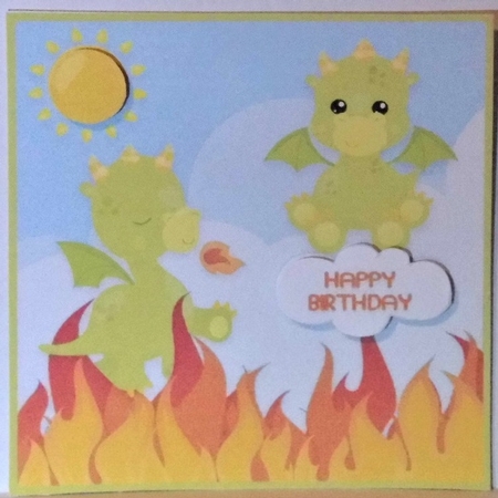 Dragon on Fire Card Topper by Hazel Underwood
