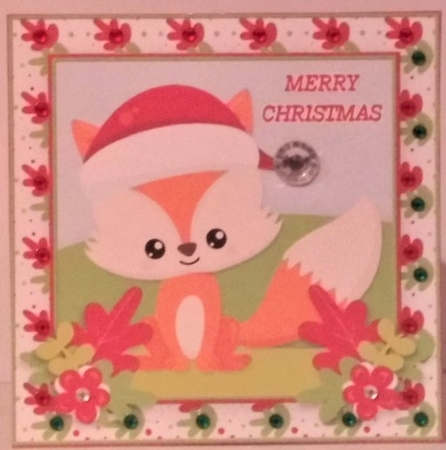 Wobblehead Christmas Fox Card Front by Hazel Underwood
