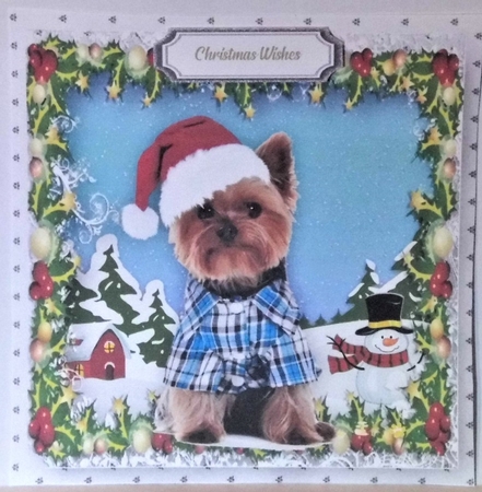 Gorgeous Yorkie in his Christmas Hat  by Hazel Underwood