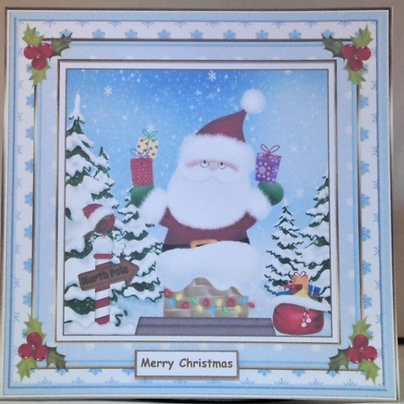 Santa & Robin Christmas Decoupage Topper 1 by Hazel Underwood