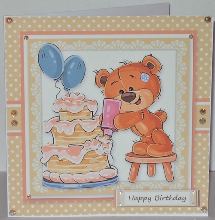Cute Teddy Birthday Topper Plus Gift Tag by Hazel Underwood