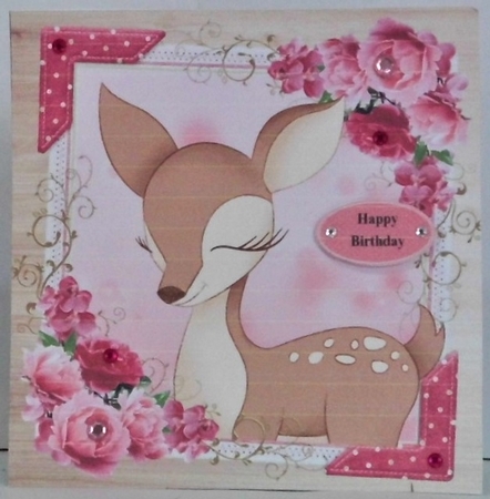 Beautiful Deer With Flowers 8x8 by Hazel Underwood