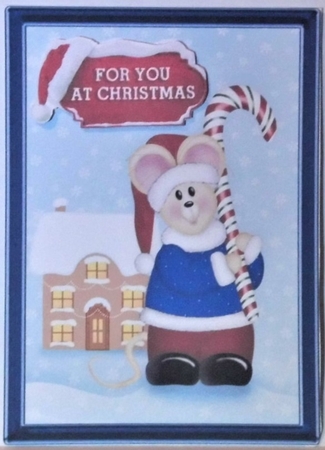 Merry Mouse Christmas Card Topper by Hazel Underwood