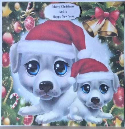 Beautiful White Dogs With Santa Hats 8x8 Mini Kit by Hazel Underwood