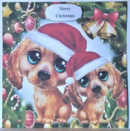 Cute Light Brown Dogs In Santa Hats 8x8 Mini Kit by Hazel Underwood