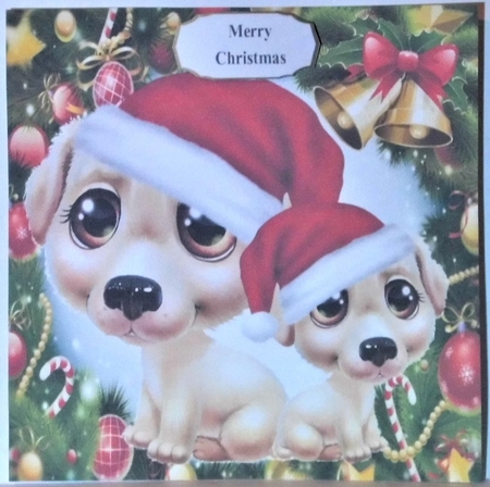 Cute Beige Dogs In Santa Hats 8x8 Mini Kit by Hazel Underwood