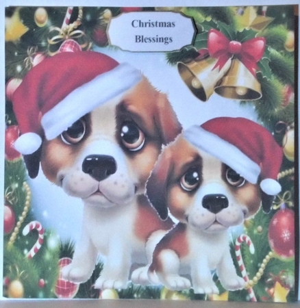 Gorgeous Brown & White Dogs In Santa Hats 8x8 Mini Kit by Hazel Underwood