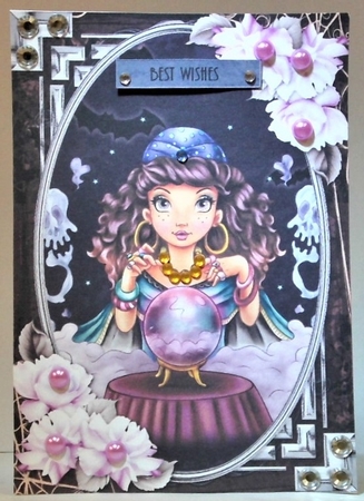 Mesmerizing Fortune Teller Card Front With Roses by Hazel Underwood