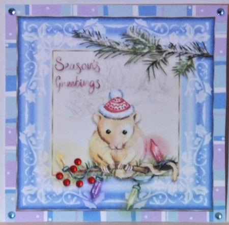 300dpi 6 x 6ins Christmas mouse Topper & decoupage, plus 3 x 3 ins topper by Hazel Underwood