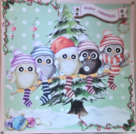 Owls Dressed Up For Christmas by Hazel Underwood