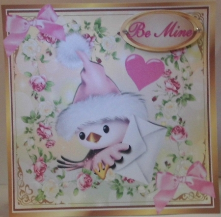Cute little bird delivering a valentine letter  in rose frame 8x8 by Hazel Underwood