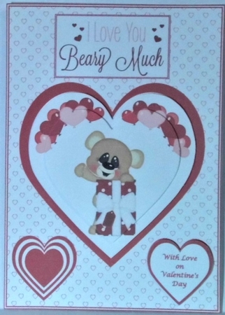 A5 Valentine bear step by step card front by Hazel Underwood