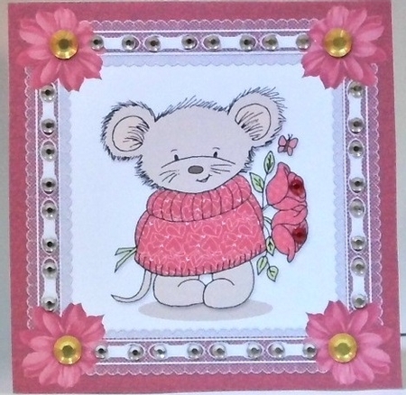 Cute Little Maurice The Mousie Valentine Topper Plus Insert by Hazel Underwood