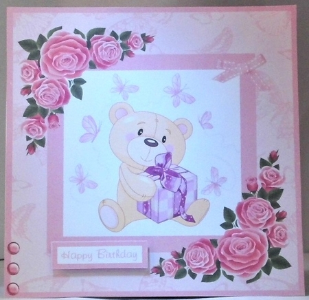 Happy mothers day greeting card with bear and gift by Hazel Underwood