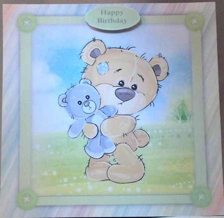 Gorgeous brown bear with his little grey bear 8x8  by Hazel Underwood