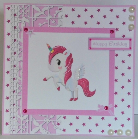 Unicorn birthday greeting card by Hazel Underwood