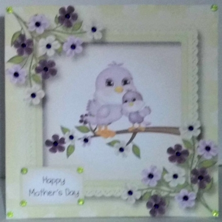 Mummy & Baby Bird - mothers day or birthday 8x8 by Hazel Underwood