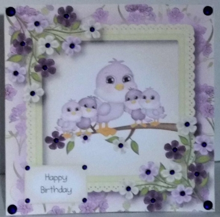 Mummy & 4 Baby Birds - mothers day or birthday 8x8 by Hazel Underwood