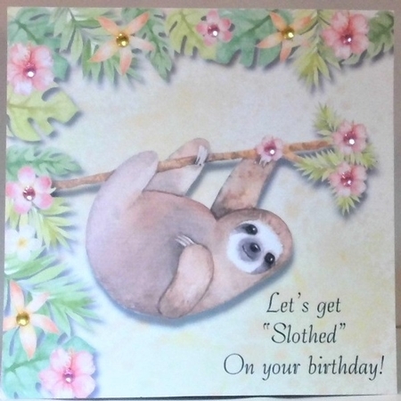 Funny Unisex Sloth birthday for 6 x 6 mini kit by Hazel Underwood