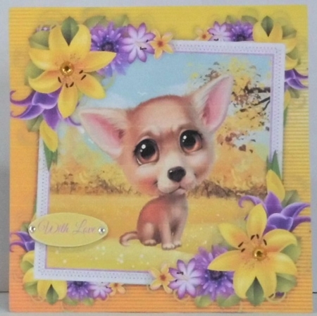 Cute Chihuhua With Yellow corner lily 8x8 by Hazel Underwood