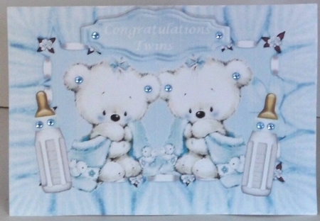 Four lovely white teddy bears for boys/girls (TWINS) Mini kit by Hazel Underwood