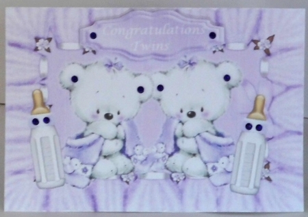 Four lovely white teddy bears for boys/girls (TWINS) Mini kit by Hazel Underwood