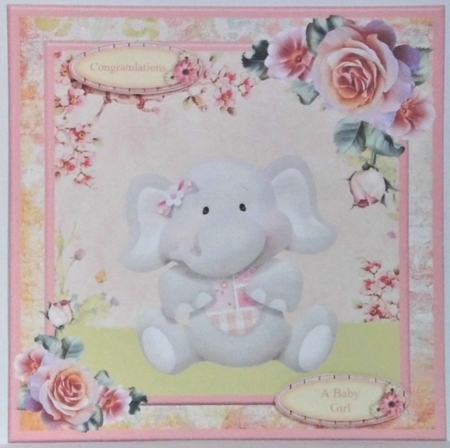 New Baby Girl Card Topper & Decoupage by Hazel Underwood