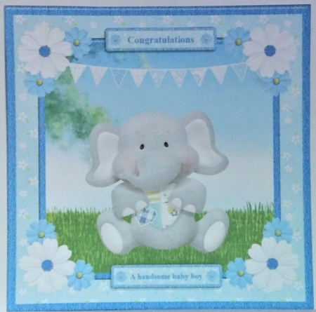 New Baby Boy Card Topper & Decoupage by Hazel Underwood
