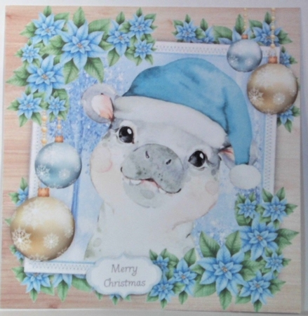 Gorgeous Festive Hippo 8x8 by Hazel Underwood