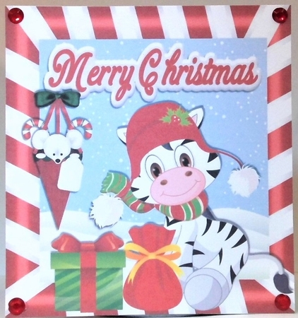4 Lovely Christmas jungle animal cards  in red stripe frames Mini Kit by Hazel Underwood
