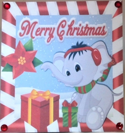 4 Lovely Christmas jungle animal cards  in red stripe frames Mini Kit by Hazel Underwood