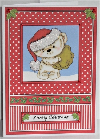 Cute Christmas Teddy Topper by Hazel Underwood